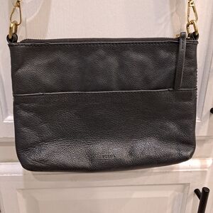 Fossil Fiona Vintage Black Pebbled Leather Small Crossbody Bag